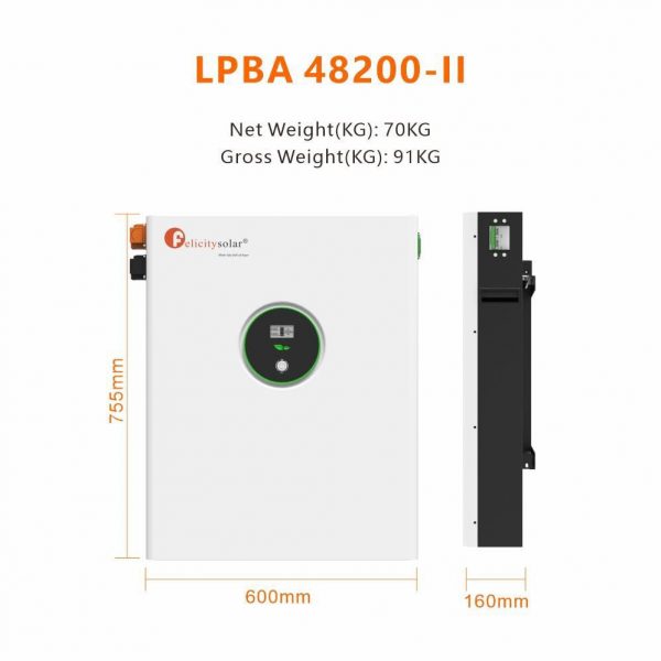 Felicity Solar LPBA 48200-II 48V 200Ah Wall-Mount Lithium Battery
